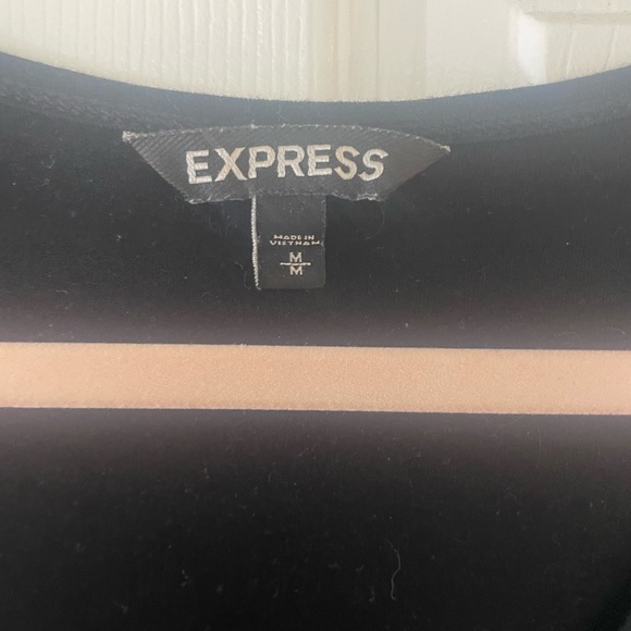 Express Long Sleeve Basic Black Mini Dress with Side Ruching Detail - Picture 3 of 5